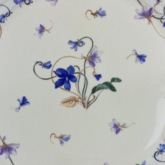 Andrea By Sadek Cake Plate and Server Discontinued Blue Flower &amp; Vine Patter - Picture 3 of 10